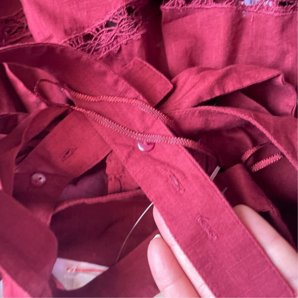 Free People Charlotte Lace Inset Handkerchief Tunic - Wine/Maroon - Size XS - Picture 6 of 6